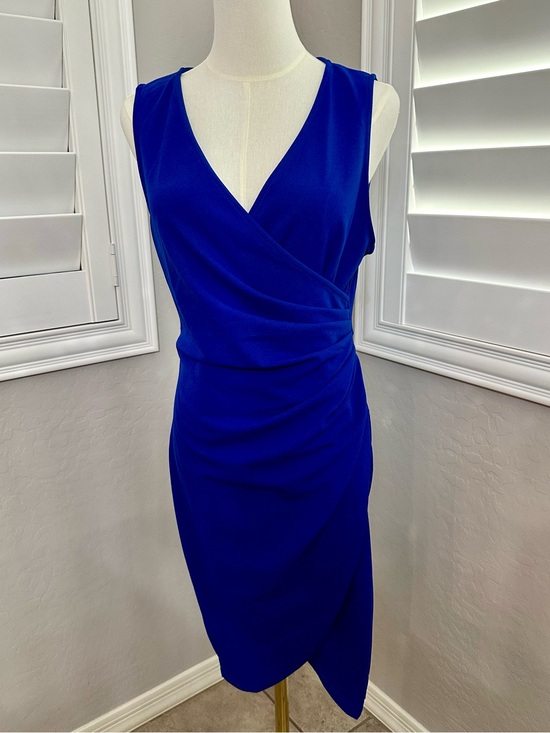 Dresses & Skirts - Cocktail Dress. Sleeveless Cobalt Wrap-Front Sheath Dress